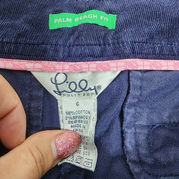 Lilly Pulitzer Navy Palm Beach Fit Corduroy Pants Size 6 - Picture 2 of 4